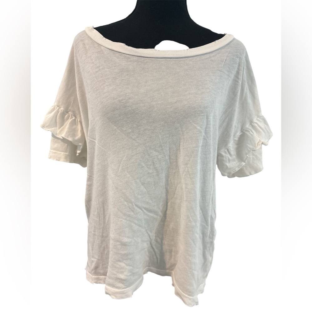 Current/Elliott Ruffled Roadie Short Sleeve Tee, size 1, sugar